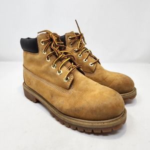 Timberland Youth Classic 6" Boots Size 3 Brown Leather Lace Up Waterproof